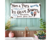 Ice Cream Shoppe Vintage Canvas Sign