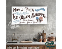 Ice Cream Shoppe Vintage Canvas Sign