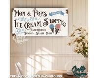 Ice Cream Shoppe Vintage Canvas Sign