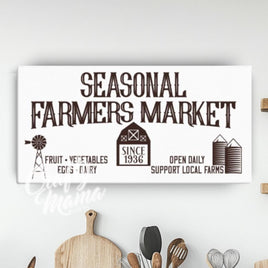 Farmers Market Kitchen Canvas Sign