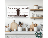 Milk And Cream Vintage Kitchen Canvas Sign