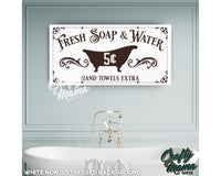 Bathroom Hot Bath Canvas Sign