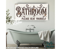 Bathroom Please Seat Yourself Canvas Sign