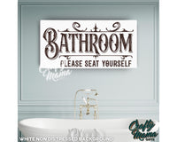 Bathroom Please Seat Yourself Canvas Sign