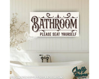 Bathroom Please Seat Yourself Canvas Sign