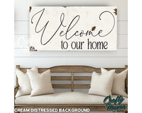 a wooden sign that says welcome to our home