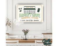 a cross stitch pattern of a farmer&#39;s grove general store