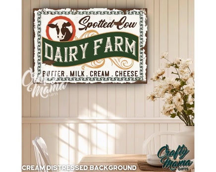 a dairy farm sign hanging on a wall