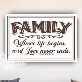 Family Life And Love Canvas Sign