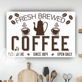 Fresh Brewed Coffee Kitchen Canvas Sign