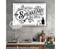 a picture of a kitchen with a sign above it that says speakeasy live