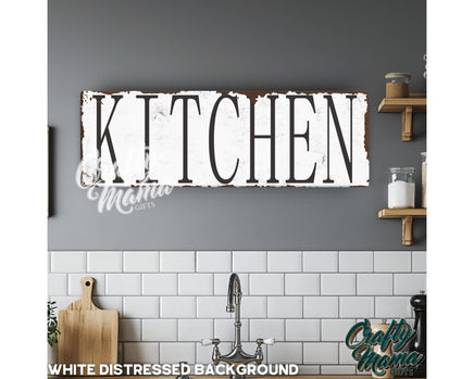 a kitchen sign hanging on the wall above a sink