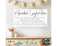 Personalized Baby Life Verse Canvas Sign