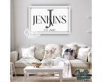 Personalized Last Name Monogram Canvas Sign