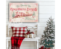 Gingerbread Train Christmas Canvas Sign