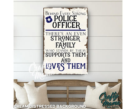 a wooden sign that says police officer there&#39;s an even shorter family who stands