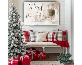 Peace On Earth Christmas Canvas Sign