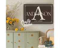 Personalized Last Name Monogram Canvas Sign