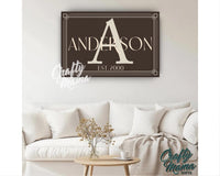 Personalized Last Name Monogram Canvas Sign