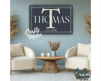 Personalized Last Name Monogram Canvas Sign