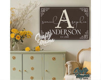 Personalized Last Name Monogram Canvas Sign