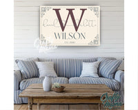 Personalized Last Name Monogram Canvas Sign