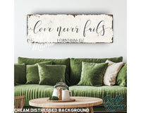 Love Never Fails Canvas Sign