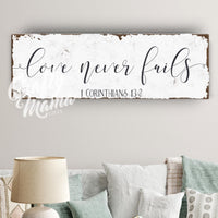 Love Never Fails Canvas Sign