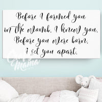 Before I Formed You I Knew You Canvas Sign