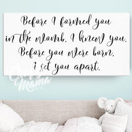 Before I Formed You I Knew You Canvas Sign