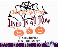 Jack O Lanterns In A Row Vintage Round Svg