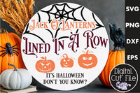 Jack O Lanterns In A Row Vintage Round Svg