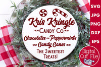 Kris Kringle Candy, Round Christmas Svg