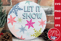 Let It Snow Round Retro Christmas Sign