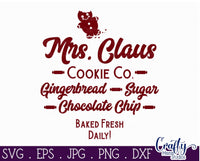 Mrs Claus Cookie Co Round Sign Svg