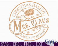 Mrs. Claus Bakery Christmas Round Sign