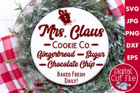 Mrs Claus Cookie Co Round Sign Svg