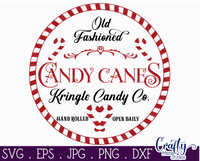 Old Fashioned Candy Canes Round SVG