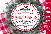 Old Fashioned Candy Canes Round SVG