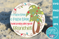 Beach Christmas Round SVG, O Palm Tree