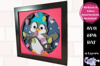 Christmas Lights Penguin 3D Shadow Box File