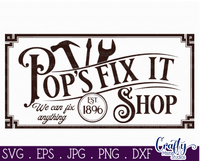 Pop's Fix It Shop Sign Svg File