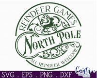 North Pole Reindeer Games Round Sign