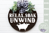 Relax Soak Unwind Bathroom Round Svg