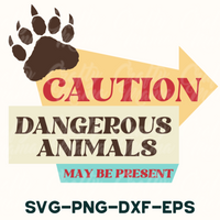 Caution Dangerous Animals Retro Svg