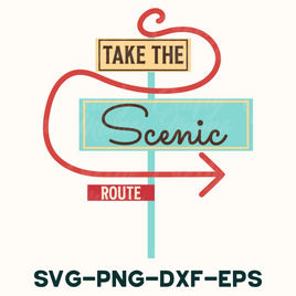 Take The Scenic Route Retro Svg