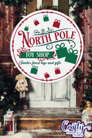 Santa's Toy Shop Vintage Christmas Round Sign