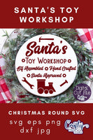 Round Christmas Svg, Santa's Toy Workshop