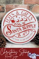 Santa Supply Company Christmas Round Sign