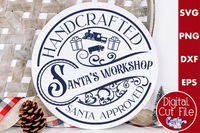 Santa's Workshop Christmas Round Sign